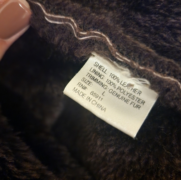 Damselle suede leather coat, size large, brown - Picture 6 of 6